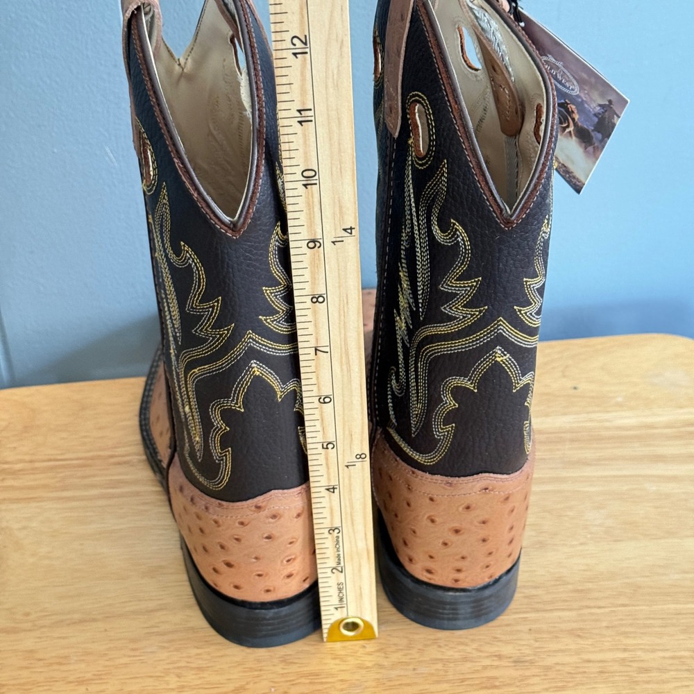 Old West Women's 6D Ostrich Print Western Cowboy Boots Square Toe NEW Imperfect - Picture 3 of 8